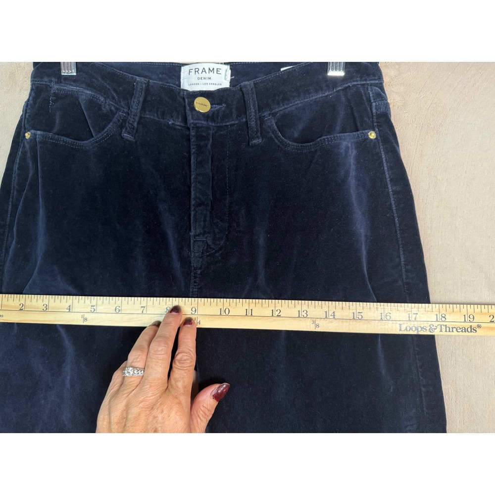 Frame Le High Skinny Pants Womens 28 Navy Blue Velvet Corduroy High Rise Jeans - Picture 6 of 9
